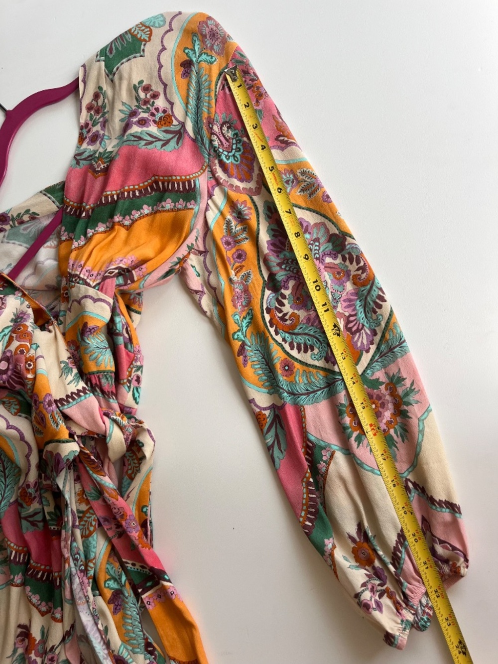 ZARA NWT WOMAN PRINTED MAXI WRAP DRESS PINK size XL - Picture 9 of 14